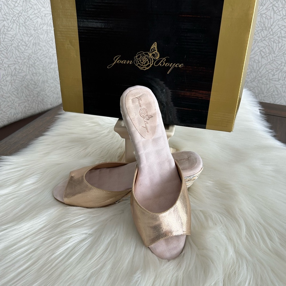 Joan Boyce Metallic Gold Mules